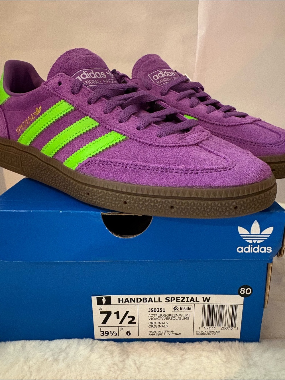 adidas Handball Spezial W - Purple with Neon Green Stripes